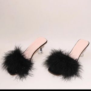 SHEIN Plush Clear Heeled Mules